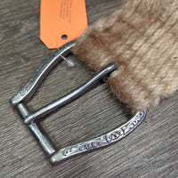 27 Mohair String Cinch, 2 D Rings, Keeper *gc, rubs, hairy, stains, frays, stains
