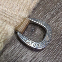 27 Mohair String Cinch, 2 D Rings, Keeper *gc, rubs, hairy, stains, frays, stains
