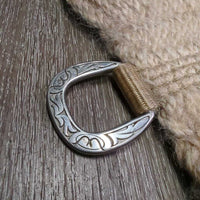27 Mohair String Cinch, 2 D Rings, Keeper *gc, rubs, hairy, stains, frays, stains
