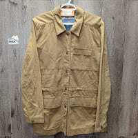 MENS Light Canvas Jacket, snaps *vgc, mnr seam puckers & faded
