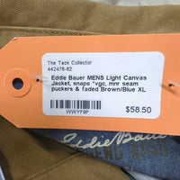 MENS Light Canvas Jacket, snaps *vgc, mnr seam puckers & faded
