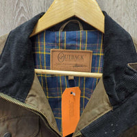 "Under the Wire" Oilskin Slicker - Jacket, Zipper, Corduroy Collar & Cuffs *gc, stains, hairy, older?, loose cotton lining
