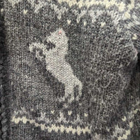 High Collar Light Fleece Lined Wool Sweater, Zipper *vgc, mnr hair, stretched cuffs, rubs & pills
