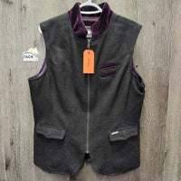 Wool Vest, Velvet Collar & Trim, Satin Lining, Zipper *vgc, hairy, older?, mnr edge rubs & threadss
