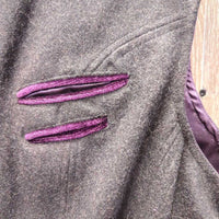 Wool Vest, Velvet Collar & Trim, Satin Lining, Zipper *vgc, hairy, older?, mnr edge rubs & threadss
