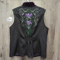 Wool Vest, Velvet Collar & Trim, Satin Lining, Zipper *vgc, hairy, older?, mnr edge rubs & threadss
