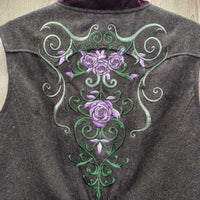 Wool Vest, Velvet Collar & Trim, Satin Lining, Zipper *vgc, hairy, older?, mnr edge rubs & threadss
