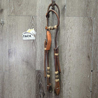 Leather & Rawhide One Ear Headstall, Quick Change *vgc, mnr dirt, stains, scrapes, rust & rubs
