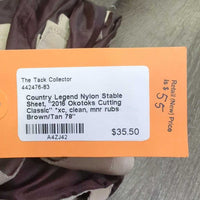 Nylon Stable Sheet, "2016 Okotoks Cutting Classic" *xc, clean, mnr rubs
