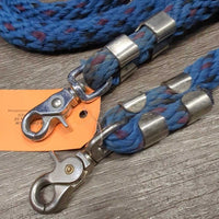 Nylon Rope Barrel - Roper Loop Reins, 2x snaps *gc, knots, mnr hair, dirt, rubs & frays
