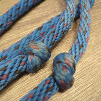 Nylon Rope Barrel - Roper Loop Reins, 2x snaps *gc, knots, mnr hair, dirt, rubs & frays
