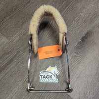 Mechanical Flat Leather & Sheepskin Hackamore, Stabilizer *vgc/gc, dirt, clumpy, residue, scratches, rust, scrapes
