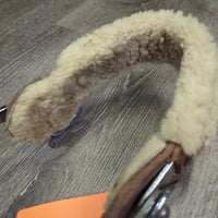 Mechanical Flat Leather & Sheepskin Hackamore, Stabilizer *vgc/gc, dirt, clumpy, residue, scratches, rust, scrapes
