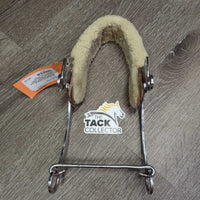 Mechanical Flat Leather & Sheepskin Hackamore, Stabilizer *vgc/gc, dirt, clumpy, residue, scratches, rust, scrapes
