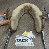 Mechanical Flat Leather & Sheepskin Hackamore, Stabilizer *vgc/gc, dirt, clumpy, residue, scratches, rust, scrapes
