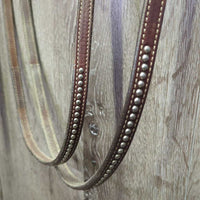 Headstall, Split Reins, "FB" Peruvian? Low Port Copper Curb Bit *vgc/gc, dry, clean, edge scrapes & rubs, MISSING Screw, mnr dirt
