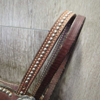 Headstall, Split Reins, "FB" Peruvian? Low Port Copper Curb Bit *vgc/gc, dry, clean, edge scrapes & rubs, MISSING Screw, mnr dirt
