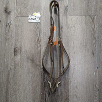 Narrow 1 Ear Headstall, Snap, 2 Conway Buckles *gc/fair, cracks, rubs, older, dry, dents, stains, scrapes
