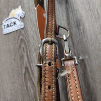 Narrow 1 Ear Headstall, Snap, 2 Conway Buckles *gc/fair, cracks, rubs, older, dry, dents, stains, scrapes
