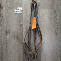 Narrow 1 Ear Headstall, Snap, 2 Conway Buckles *gc/fair, cracks, rubs, older, dry, dents, stains, scrapes
