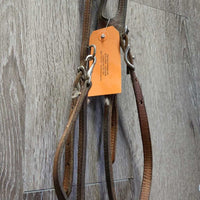 Narrow 1 Ear Headstall, Snap, 2 Conway Buckles *gc/fair, cracks, rubs, older, dry, dents, stains, scrapes
