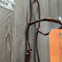 Soft Round Braided Headstall, Split Reins, Rawhide, snaps *vgc, stains, rubs, dirt
