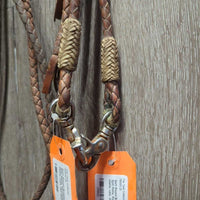 Soft Round Braided Headstall, Split Reins, Rawhide, snaps *vgc, stains, rubs, dirt
