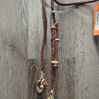 Soft Round Braided Headstall, Split Reins, Rawhide, snaps *vgc, stains, rubs, dirt
