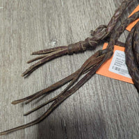 Soft Narrow Round Braided Leather Split Reins, snaps *gc, rubs, residue/fil, stretched, stains
