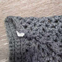 Crochet Fly Veil Ear Bonnet, piping, bling *gc, clean, faded, curled, rubs, pills, snags
