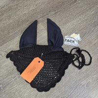 Crochet Fly Veil Ear Bonnet, piping, string *like new, puckered
