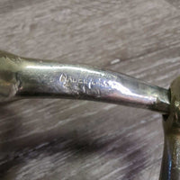 Hvy Med Eggbutt Snaffle Bit *gc, clean, shiny, older, scratches, dents, chews, loose joints, flattened spots
