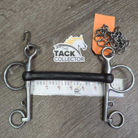 LS Soft Flexi Rubber Mullen Mouth Pelham Bit, chain *vgc/gc, clean, mnr residue, scratches, chewed
