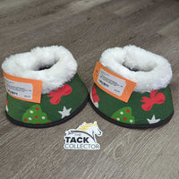 Pr Wrap Around Bell Boots, Velcro, Fleece Top "Christmas" *like new, clean
