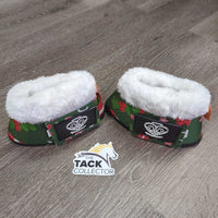 Pr Wrap Around Bell Boots, Velcro, Fleece Top "Christmas" *like new, clean
