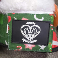 Pr Wrap Around Bell Boots, Velcro, Fleece Top "Christmas" *like new, clean
