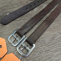 Fine Soft Narrow Stirrup Leathers *gc/fair, rubs, xholes, UNEVEN, trimmed
