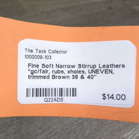 Fine Soft Narrow Stirrup Leathers *gc/fair, rubs, xholes, UNEVEN, trimmed
