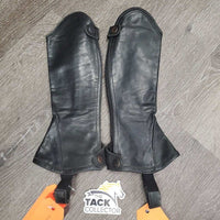 JUNIORS v.soft Leather Half Chaps, Back Zip *vgc/gc, clean, edge rubs, mnr stains?residue & film, older?
