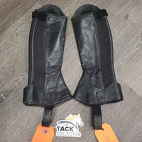 JUNIORS v.soft Leather Half Chaps, Back Zip *vgc/gc, clean, edge rubs, mnr stains?residue & film, older?

