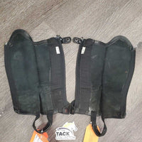 JUNIORS v.soft Leather Half Chaps, Back Zip *vgc/gc, clean, edge rubs, mnr stains?residue & film, older?
