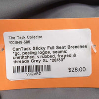 Sticky Full Seat Breeches *gc, peeling logos, seams: unstitched, v.rubbed, frayed & threads, snag
