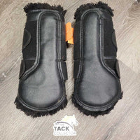 Pr Fleece Lined Closed Boots *vgc/gc, dirty, liniment?, mnr hair, clumpy, threads
