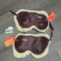 Front (velcro, 10.5" L) & Hind (buckle, 6.5" L) Leather Boots, velcro fleece liners *like new, v.mnr scuffs
