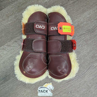 Front (velcro, 10.5" L) & Hind (buckle, 6.5" L) Leather Boots, velcro fleece liners *like new, v.mnr scuffs
