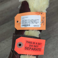Front (velcro, 10.5" L) & Hind (buckle, 6.5" L) Leather Boots, velcro fleece liners *like new, v.mnr scuffs
