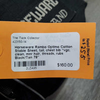 Cotton Stable Sheet, tail, chest bib *vgc, clean, mnr hair, threads, rubs
