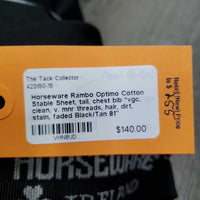 Cotton Stable Sheet, tail, chest bib *vgc, clean, v. mnr threads, hair, dirt, stain, faded

