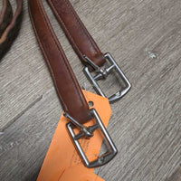 Soft Nylon Lined Stirrup LEathers *gc/fair, 1 tv.orn/holey, clean, rubs, stains, creases, dents, twists
