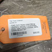 Soft Nylon Lined Stirrup LEathers *gc/fair, 1 tv.orn/holey, clean, rubs, stains, creases, dents, twists

